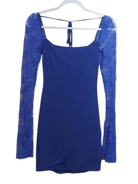Lucy In The Sky Floral Long Sleeve Mini Dress in Blue Size S